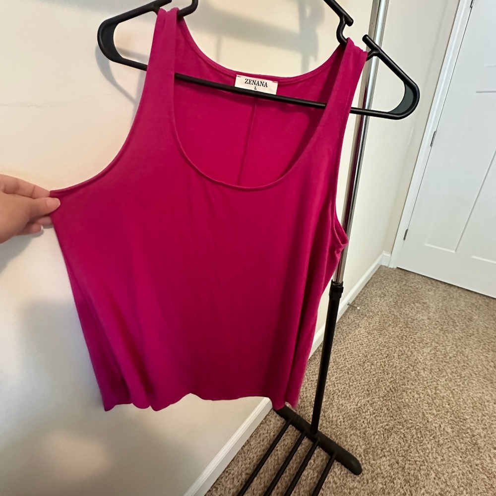 Hot Pink Zenana Tank, Size L. New without tags!